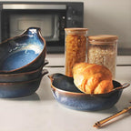 Ceramics Au Gratin baking Dishes Set of 2, Baking Tray Bake ware, 34 oz Ramekins, for Pie Pan, Appetizer, Tart, Dessert, Quiche, Oven Small dish, individual dishes, Deep Round 9.6 Inch