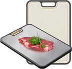 Titanium Cutting Boards for Kitchen - Double Sided Cutting Board with Juice Groove & Non-Slip Feet, Food Grade Chopping Board, Dishwasher Safe & Knife-Friendly (16"x11")