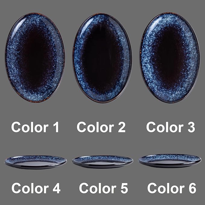 Ceramic Large Serving Platters- Set of 3 Oval Platters for Entertaining. Modern Kitchen Dishes for Dinner, Fruit, Salad, Turkey.Oven, Dishwasher Safe, 15.75"/13.75"/12",Speckled Bluish Purple
