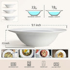 Pasta Bowls Set of 4, 22 oz Ceramic Soup, Cereal, Pasta and Salad Bowls, Rimmed Deep Plates, Microwave, Dishwasher, Oven Safe