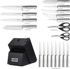 McCook® Knife Sets,German Stainless Steel Kitchen Knives Block Set with Built-in Sharpener
