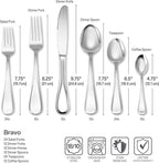 Mikasa Bravo 101 Piece Silverware Set, 18/10 Stainless Steel Flatware Service for 12, Includes 5 Piece Serving Set and 12 Extra Coffee Spoons