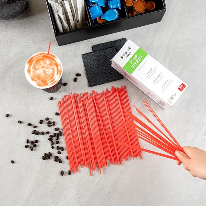 Restaurantware Restpresso 7 Inch Cocktail Stirrers 5000 Disposable Coffee Stirring Rods - Premium Odorless Red Plastic Stirrers For Coffee For Hot And Cold Drinks For Bars Or Offices