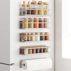 Magnetic Spice Rack For Refrigerator Fridge Shelf Kitchen Spice Organizer Grey 4 Pack With Magnetic Paper Towel Holder