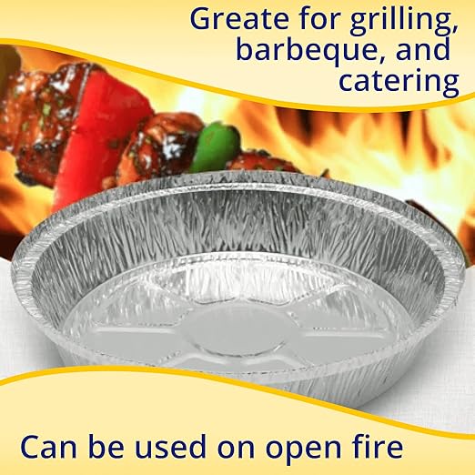 IDL Packaging 9" Round Aluminum Foil Pans (Pack of 50) - 1.75" Deep, Angled Walls - For Roasting, Baking, Cooking, Freezing - Disposable Aluminum Food Containers - Pie & Tart & Leftover