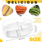 1 Pcs Microwave Corn Steamer with Lid for Frozen Corn Broccolini Vegetables on The Cob, Fast & Easy, 2 Pcs at Once, Vented Lid, Dishwasher Safe, Microwave Dishes Steamer Kitchen Tool (White)