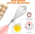 Electric Egg Beater Whisk, USB Charging Mixer, Three-Speed Adjustment, Suitable for Whisking Eggs, Cream, Sauce, Jam Supplements and More, Pink