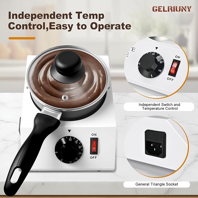 2026 Upgrade Chocolate Melting Machine, 1L Chocolate Melting Pot with Candy Dipping Tools,Electric Chocolate Tempering Machine for Chocolate,Candy,Butter Making Warming Coffee Milk Wine (40W, 110V)