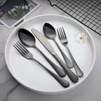 VANDBAO Black Flatware Cutlery Silverware Set 20 Pieces, Stainless Steel Colorful Utensils, Tableware Set Service for 4, Include Knife/Fork/Spoon, Reusable, Mirror Polished, Dishwasher Safe