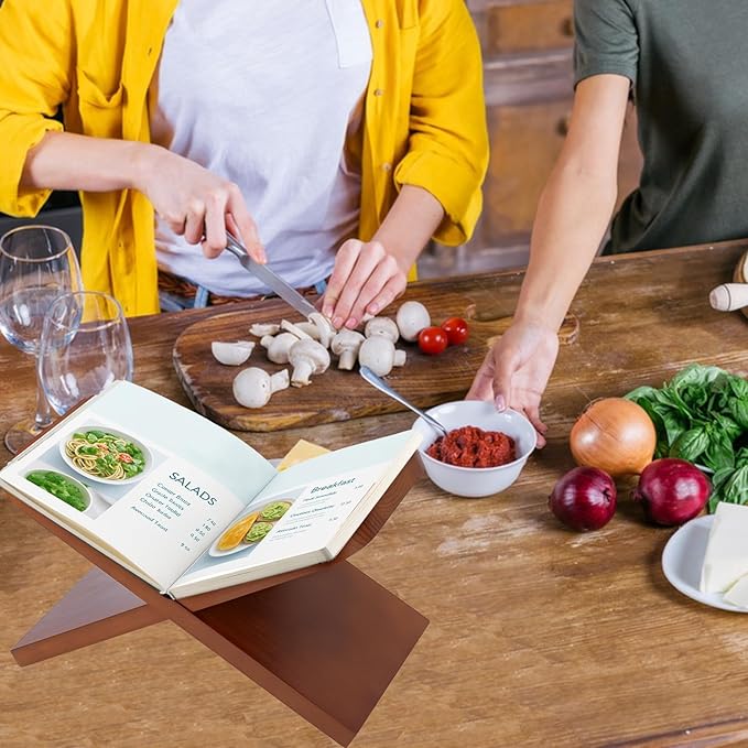 Open Book Display Stand, Wood Book Stands for Display, Cookbook Stand, Recipe Books Holder, Textbook Stands, Reading Accessories Art Document Books, Bible, Magazines, Home and Office