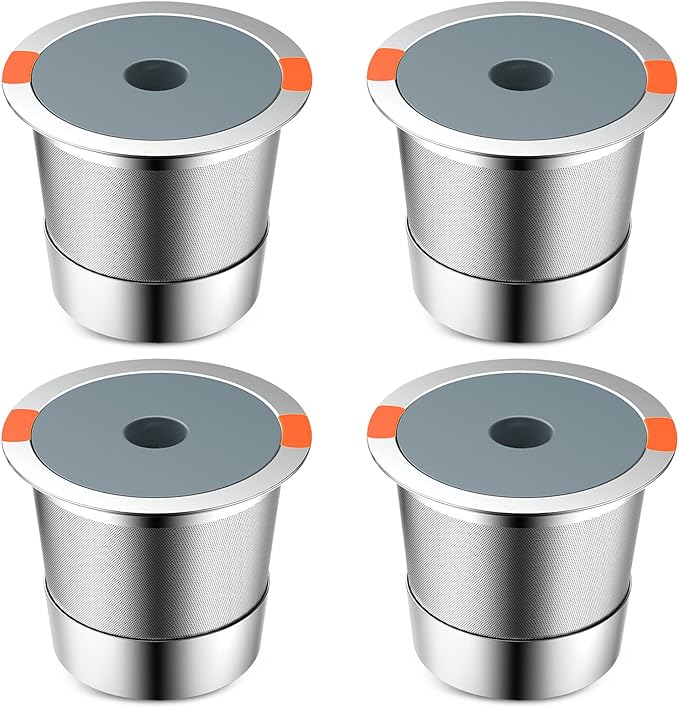 Reusable K Cups | Reusable K Cups for Keurig 1.0 & 2.0 Single Cup Coffee Makers,Stainless Steel Integrated Mesh Strainer keurig accessories (4 pack)