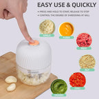 Electric Garlic Chopper, Portable Veggie Chopper, 350ML Garlic Grinder Masher Onion Chopper, Blender to Vegetable, Cordless Food Processor for Ginger, Chili, Fruit, Meat, Spices, Beans, etc