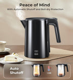 Electric Kettle, Double Wall Stainless Steel Cool Touch Water Boiler Heater, 7 Temperature Control Teapot, 4H Keep Warm, 1.0L 1200W Fast Heat with Auto Shut-Off, Boil-Dry Proof Coffee Tea Pot, Black