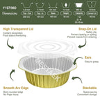 7.8" Aluminum Foil Pans with Integrated Handles and Snap-On Lids (5 pcs) | 2X Thickness Heavy-Duty Reusable Tin for Baking and Cooking