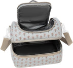 Insulated Kids Dual Compartment Lunch Bags Tote for Girls Boys Toddler Lunch Boxes Pre-School Toddler Kindergarten Picnic Camp Food Cooler Thermal with Strap (Z Blue Floral)