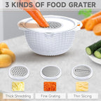 4-1 Colander with Bowl Set - Pasta Strainer - Colander for Kitchen - Strainers and Colanders Rice Strainer Fruit Cleaner Veggie Wash Sink Strainer Kitchen Essentials - White
