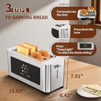 Touch Screen Smart Toaster 4 Slice, LCD Display, 1.6" Long Slot Toaster with 6 Shade Settings, Defrost, Reheat & Removable Tray, Wide Slot for Long Bread, Bagels, Waffles, 1300W, Stainless Steel
