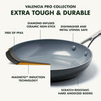 GreenPan Valencia Pro Hard Anodized Healthy Ceramic Nonstick 10" and 12" Frying Pan Skillet Set, PFAS-Free, Induction, Dishwasher Safe, Oven Safe, Gray