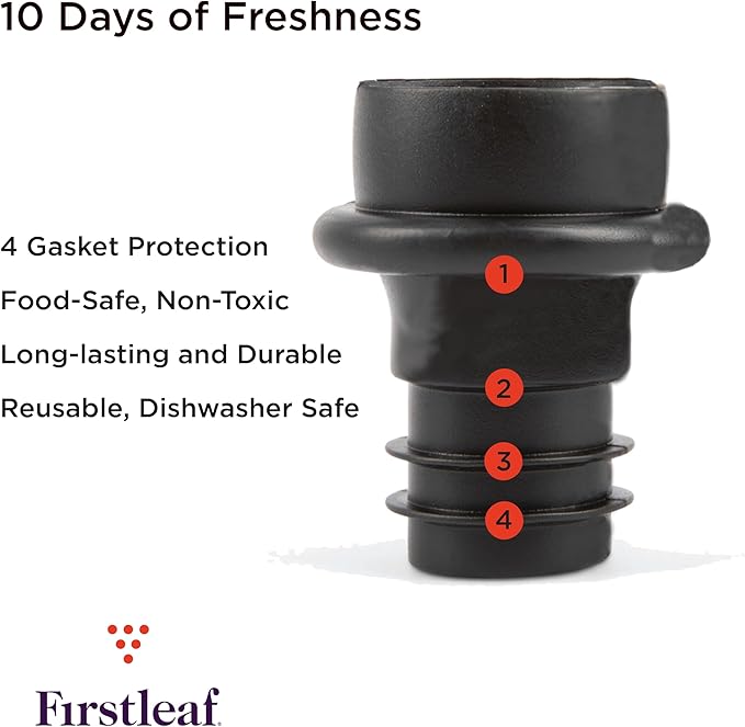 Wine Saver Pump with Vacuum Wine Stoppers - Preserve Your Wine Longer/Reusable/Fits All Standard Wine Bottles/Airtight Seal and No Spills/1 Pump 4 Stoppers/Wine Accessories and Gifts