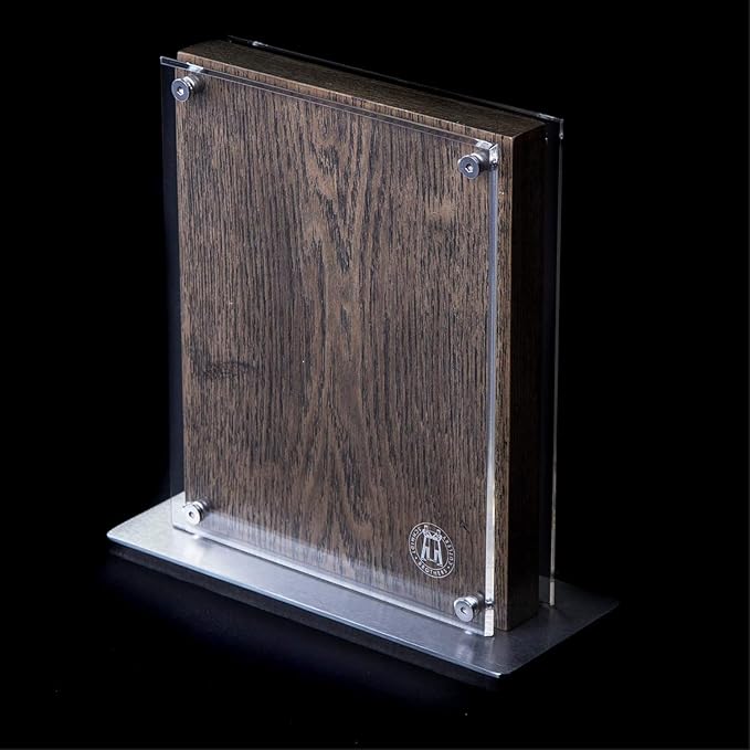 Schmidt Brothers - Bonded Ash 7-Piece Kitchen Knife Set, High-Carbon German Stainless Steel Cutlery, Ash Finish Wood Handles and Clear Acrylic Magnetic Knife Block