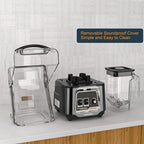 CRANDDI Professional Smoothie Blender, 2200W Commercial Soundproof Quiet blender with Removable Soundproof Shield for Crushing Ice, MilkShakes, Puree, Self-Cleaning, 50oz 110V K80 (Grey)