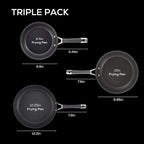 Circulon Radiance Hard Anodized Nonstick Frying / Fry Pan Set / Skillet Set - 8.5 Inch, 10 Inch, and 12.25 Inch , Gray