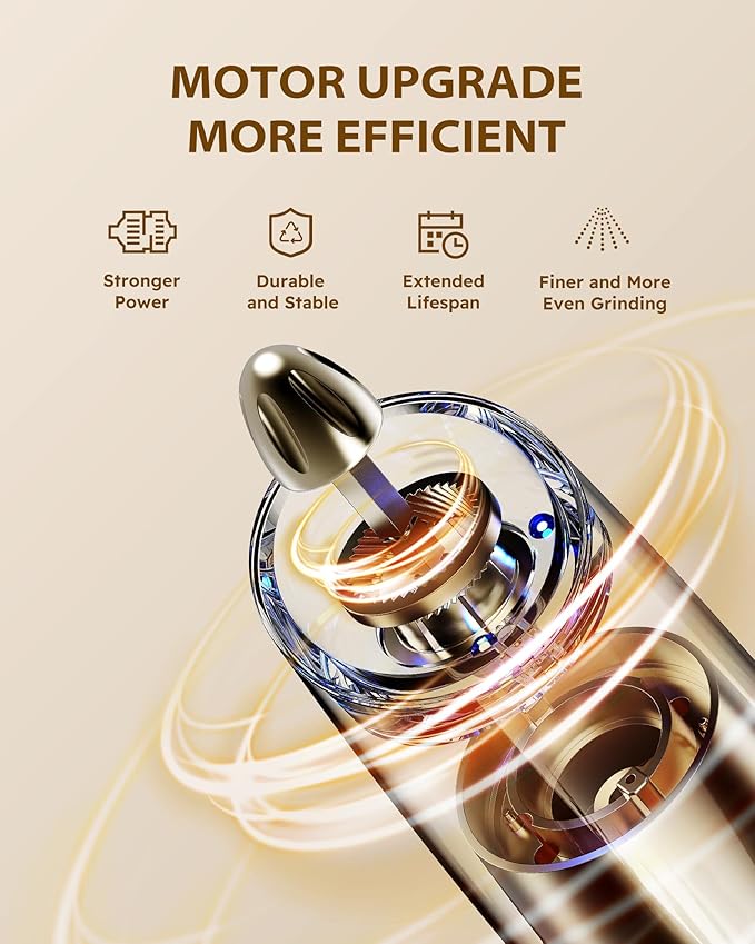 Sangcon Gravity Electric Pepper and Salt Grinder Mill Automatic Shaker Grinder with LED Light, Battery Powered Adjustable Coarseness One Hand Operation, Upgraded Larger Capacity, 1pc