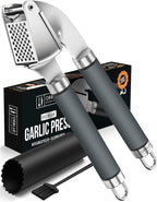 ORBLUE Garlic Press Stainless Steel - Premium Professional Grade Garlic Mincer, Crusher & Peeler Set - Easy Clean, Dishwasher Safe & Rust-proof, Gray
