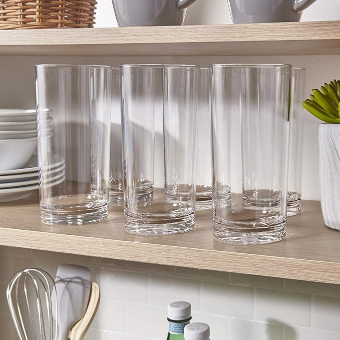 US Acrylic Classic Clear Plastic Reusable Drinking Glasses (Set of 6) 24oz Iced-Tea Cups | BPA-Free Tumblers, Made in USA | Top-Rack Dishwasher Safe