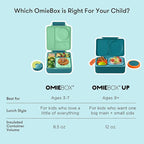 Omie OmieBox UP bento Box for Kids | Insulated Lunch Box | Leak Proof Vacuum Insulated Thermal Food jar | Cooler ice Pack | 2 Compartments (Teal Green)