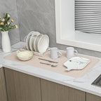 Silicone Dish Drying Mat for Multiple Usage,Easy clean,Eco-friendly,Heat-resistant Silicone Mat for Kitchen Counter or Sink,Refrigerator or Drawer Liner Tapioca 5XL 36inches x 18inches