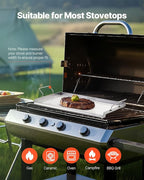 VEVOR Stainless Steel Griddle, 23x16 inch Universal Flat Top Rectangular Plate, Gas Grill Griddle for BBQ Grill, Teppanyaki, Portable Family Cookware with Handle, for Camping Tailgating Party