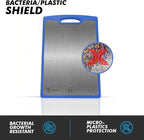 Titanium Cutting Boards for Kitchen - Dual-Sided Cutting Board with Pure Titanium and Wood Surface, Durable Chopping Board, Easy to Clean with Juice Groove - Large 15 x 10 (Blue)