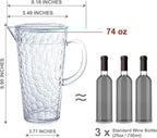 Bzyoo 74oz Clear ChillCraft Water Jug, BPA-Free Pitcher with Lid, Hammered Glass-Style Durable Plastic, Ripple Effect Design, Easy-Pour Spout, Ideal for Orange Juice, Iced Tea, Infused Waters