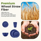 Homienly 40 PCS Wheat Straw Dinnerware Set, Reusable Plates and Bowls Sets, Cups, Lightweight and Unbreakable Dishes Set for 8, Microwave & Dishwasher Safe Dinnerware Sets for Kitchen - Dark Blue