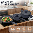 Nonstick Cookware Set Non Toxic, 3-Piece Pots and Pans Set, PFOA/PTFE Free, Induction Ready & Dishwasher Safe, Ceramic Coating for Easy Release