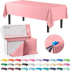 Exquisite Party Solids 54 Inch X 300 Feet Pink Plastic Table Cover Roll in A Cut - to - Size Box with Convenient Slide Cutter. Cuts Up to 36 Rectangle 8 Feet Plastic Disposable Tablecloths