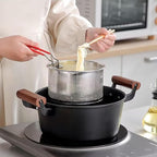 Pasta Strainer Set of 2, Stainless Steel Noodle strainer with Removable Handle Metal Pasta Strainer Basket Deep Fryer Basket, Kitchen Colander for Washing Draining Deep-frying Boiling Steaming