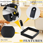 2-Pack 4'' Square Egg Rings Set, Silicone Handle, Stainless Steel, Nonstick, For Frying Eggs