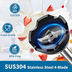 LINKChef 4 in 1 Immersion Blender Handheld, 800W with Titanium Steel Blades, 20 Speeds, Turbo Mode, Scratch-Resistant Stick Hand Blender with Whisk & Food Processor