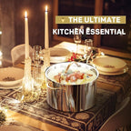 8 Quart Stock Pot, 3 Ply Whole Clad Stainless Steel Stock Pot, 8 QT Cooking Pot with Lid, Induction Pot for Cooking, 18/10 Stainless Steel Cookware Stockpots Oven, Gas and Dishwasher Safe