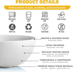 Wheat Straw Cereal Bowls 40 OZ, Unbreakable Bowls Set of 6, Microwave & Dishwasher Safe Bowl for Kitchen, Reusable Plastic Bowl for Cereal, Soup, Salad and Ramen, White