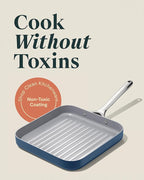 Caraway Square Grill Pan - 11” Grill Pan - Non-Stick Ceramic Coated - Non Toxic, PTFE & PFOA Free - Oven Safe & Compatible with All Stovetops - Navy