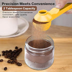 2-in-1 Coffee Scoop with Funnel, 2 Teaspoon Measuring Spoon for Reusable Pods, Ground Coffee, Protein Powder & Tea, Mess-Free Plastic Design (Yellow)
