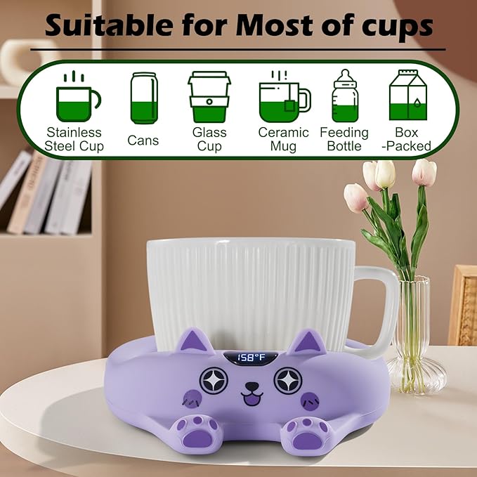PUSEE Coffee Mug Warmer with Auto Shut Off, 3 Temp Control, Candle Warmer Plate, Enjoy Warm Coffee & Tea, Gifts for Women & Men