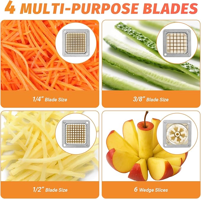Commercial Vegetable Chopper Dicer w/3 Replacement Blades Onion Dicer Commercial Heavy Duty Vegetable Fruit Chopper Stainless Steel French Fry Cutter