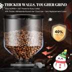 Huanyu Commercial Coffee Grinder with 74mm Flat Burr Reinforced 53oz Bean Hopper (40% Thicker), 15 Stepless Grinds, Touch Screen Black