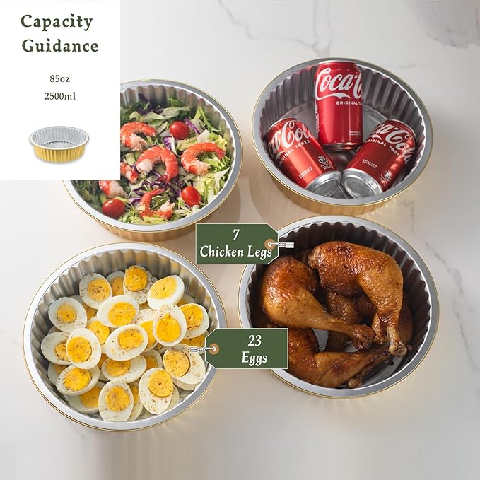 10" Sturdy Aluminum Foil Pans with Lids (20 Packs), 2X Thicker Heavy Duty Reusable Tin for Cooking Baking