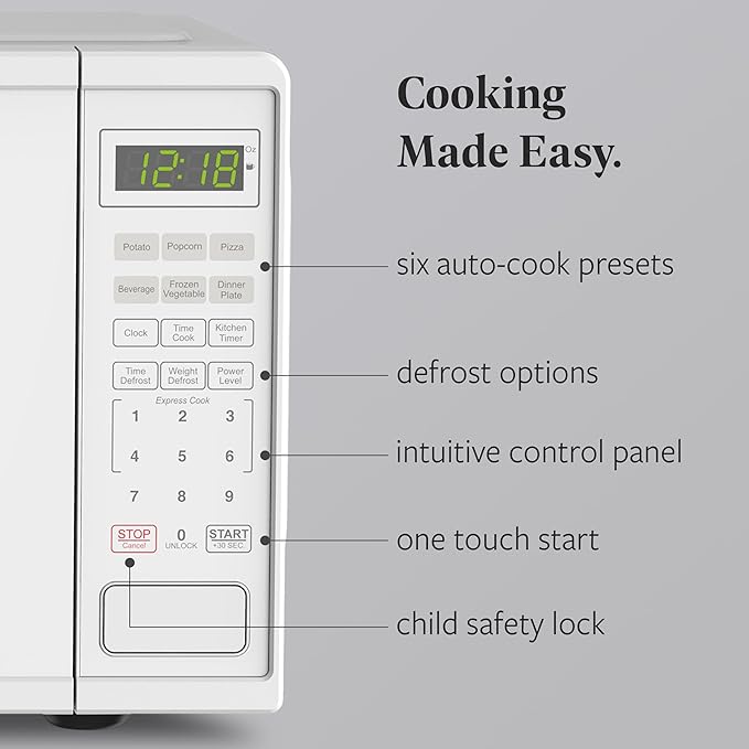 Farberware 0.9 Cu. Ft. 900-Watt Oven Auto, Defrost, & Express Cooking – Compact Countertop Microwave with Digital Display & Safety Lock, White