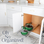 HOLDN’ STORAGE Pull Out Cabinet Organizer - Heavy Duty Steel with Smooth Slide-Out Drawers, Chrome Finish - 14" W x 17" D Basket, Fits 15.25" Cabinet Opening